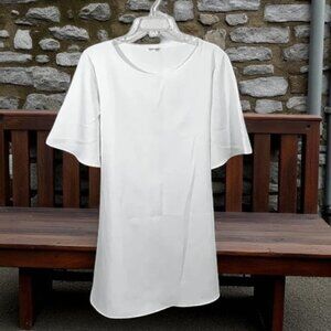 Scoop Neck Flowy Sleeve Shift Dress White XL Carole Christian